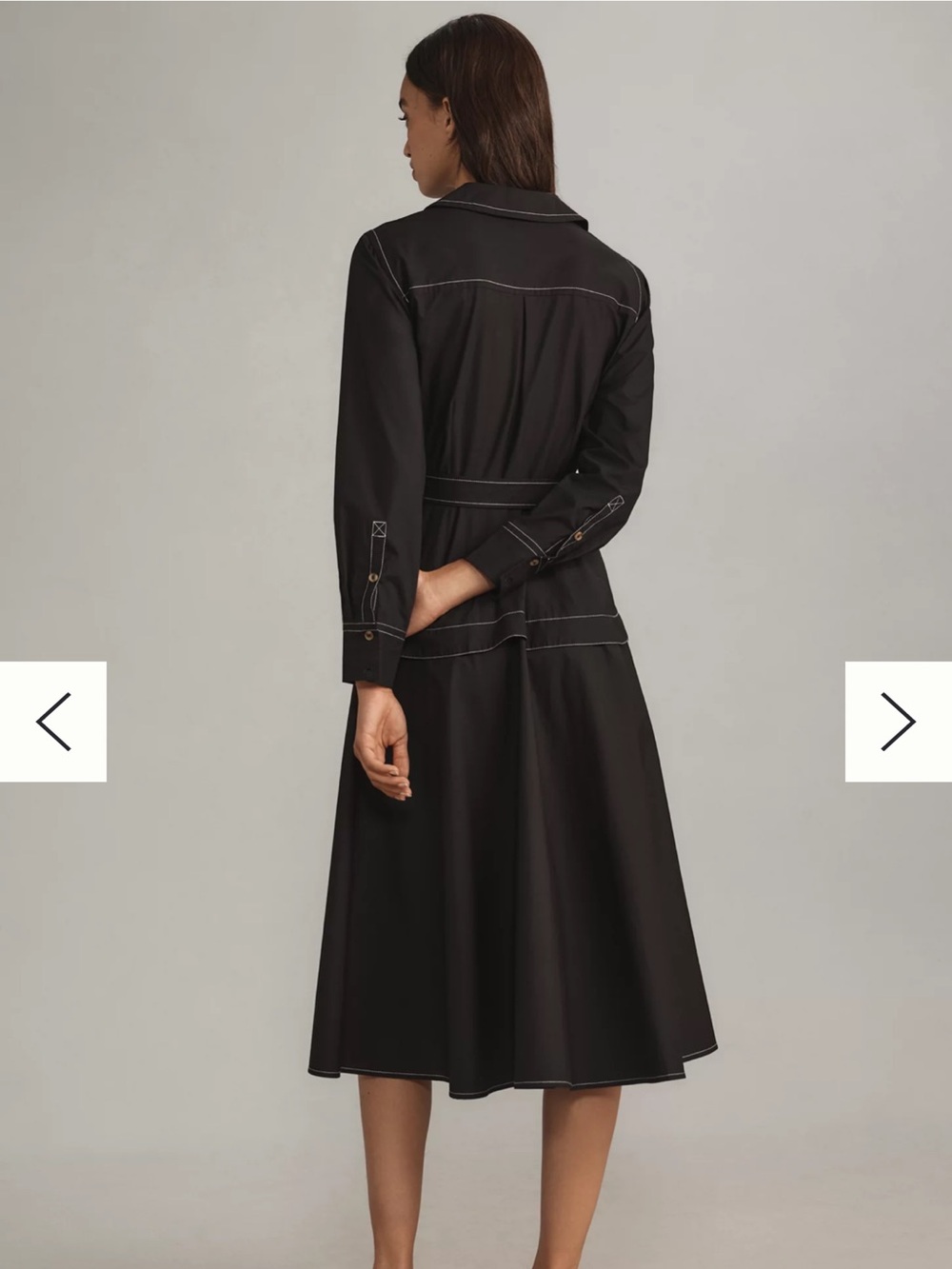 Anthropologie Long-Sleeve
Belted Front-Zip Midi Dress Black L - Picture 6 of 9
